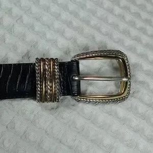 Brighton leather croc embossed gold silver two tone metallic Brighton Gold/gray Patent Leather Croc Embossed Small  main image 3